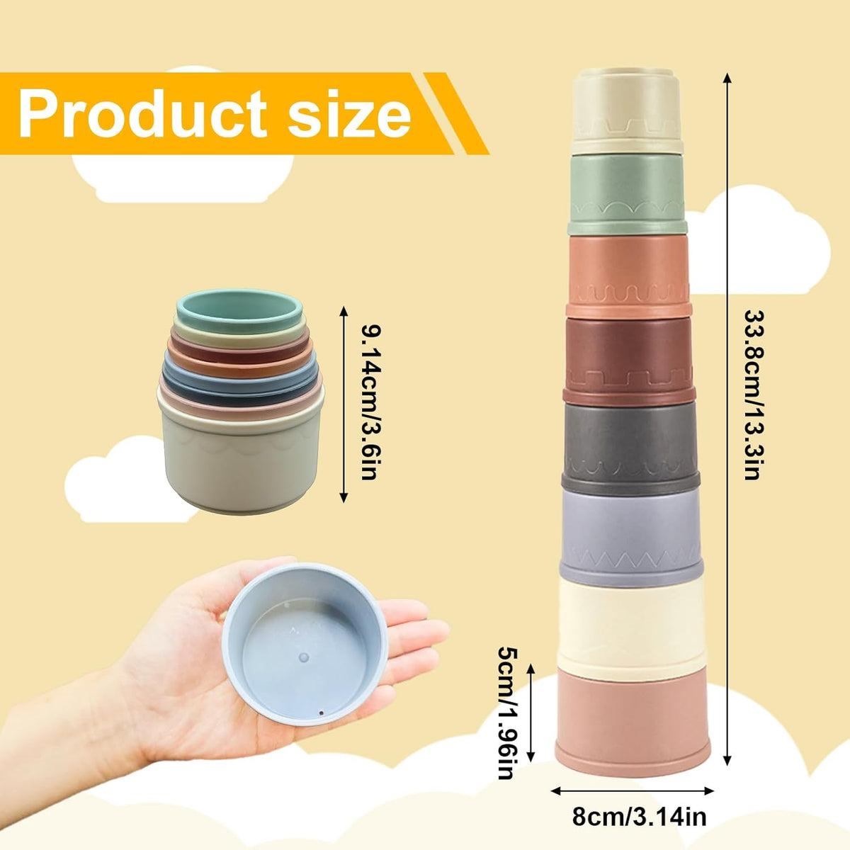 8 Pcs Stacking Cups for Small Animal Toys,Nesting Rabbit Toys of Different Sizes,Safe Plastic