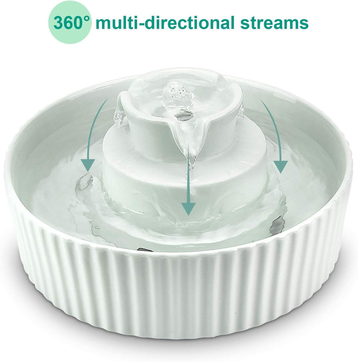 Ceramic Cat Water Fountain, 2.1L/71oz Cupcake Pet Water Fountain for Dog and Cat Indoor, 2 Ultra