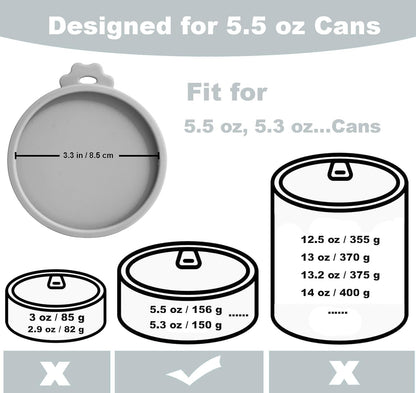 Comtim Cat Food Can Covers Lids for 5.5 oz Cans, 2 Pack Silicone Cat Food Can Lids for 5.5 oz 5.3