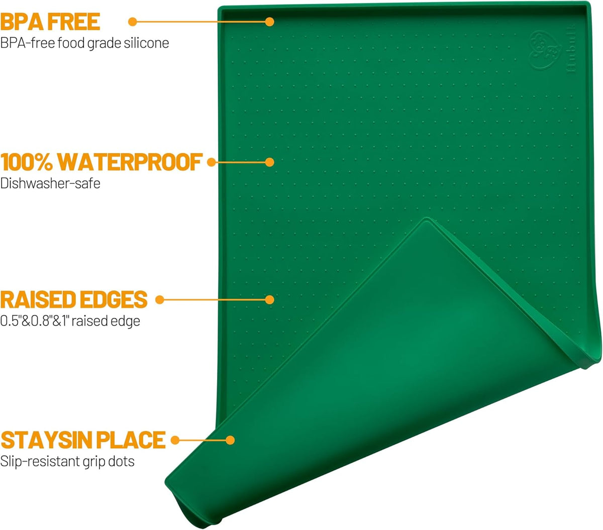 Hubulk Dog Feeding Mat,100% Waterproof Food Grade Silicone Pet Food and Water Bowl