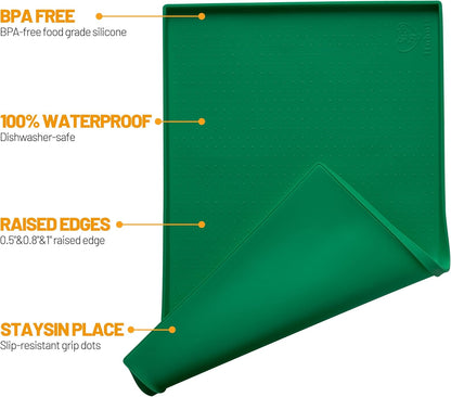 Hubulk Dog Feeding Mat,100% Waterproof Food Grade Silicone Pet Food and Water Bowl