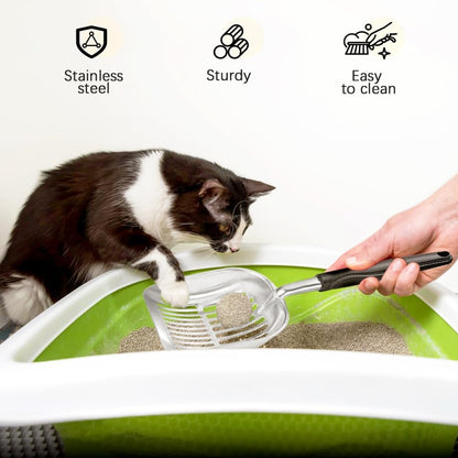Cat Litter Scoop - Sturdy Mesh Scooper,Long Handle Cat Scooper,Aluminum Alloy Sifter Metal