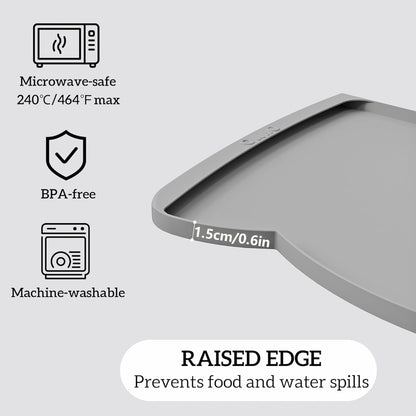 OHMO Dog Food Mat(Ash, 24 * 15'') w/Residue Collection Pocket Silicone Pet Feeding Mat for Floor