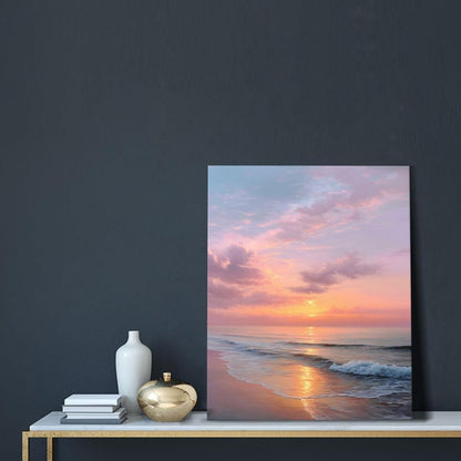 Beach Sunset Wall Art Ocean Coastal Scenery Wall Decor Seascape Picture Canvas Landscape Painting