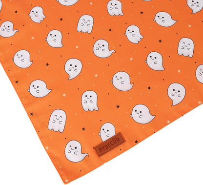 PTDECOR Halloween Dog Bandana, Cute Ghost Pumpkin Design Reversible Holiday Pet Scarf, Adjustable