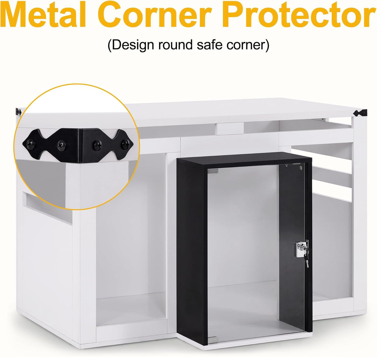 Lovupet Wooden Dog Crate Furniture, Villa Style Dog Kennel for Medium Breed with Glass Door and