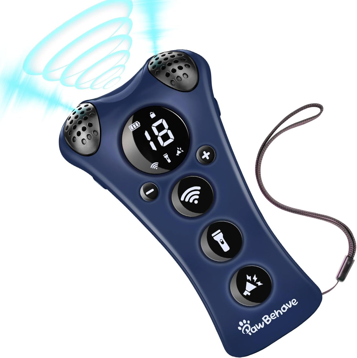 Ultrasonic Dog Bark Deterrent Device –10-Level Adjustable Anti Barking Trainer with Flashlight