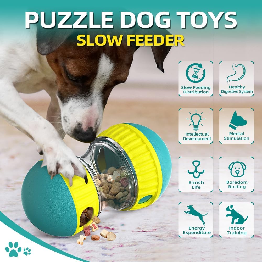 Dog Puzzle Toys, Rolling Treat Dispensing Ball, Brain Stimulation & Slow Feeder, Dog Enrichment