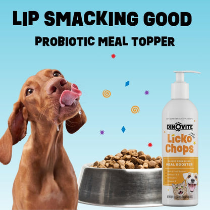 Dinovite Lickochops for Dog & Cat Supplement Enhanced with Omega-6, 3 Fatty Acids, Probiotics and