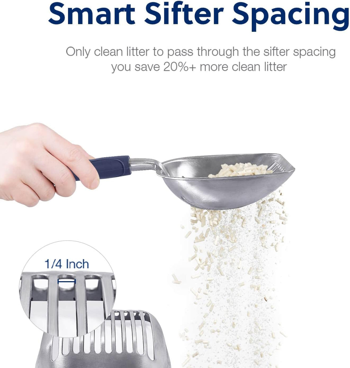 WePet Cat Litter Scoop, Aluminum Alloy Sifter, Kitty Metal Scooper, Deep Shovel, Long Handle, Poop
