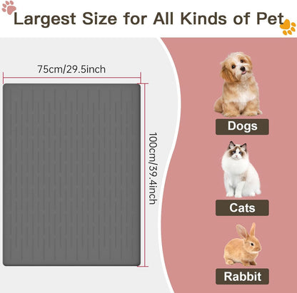 Large Dog Mats for Food and Water, 40"x30" Waterproof Pet Food Mats for Floor Nonslip Silicone Bowl
