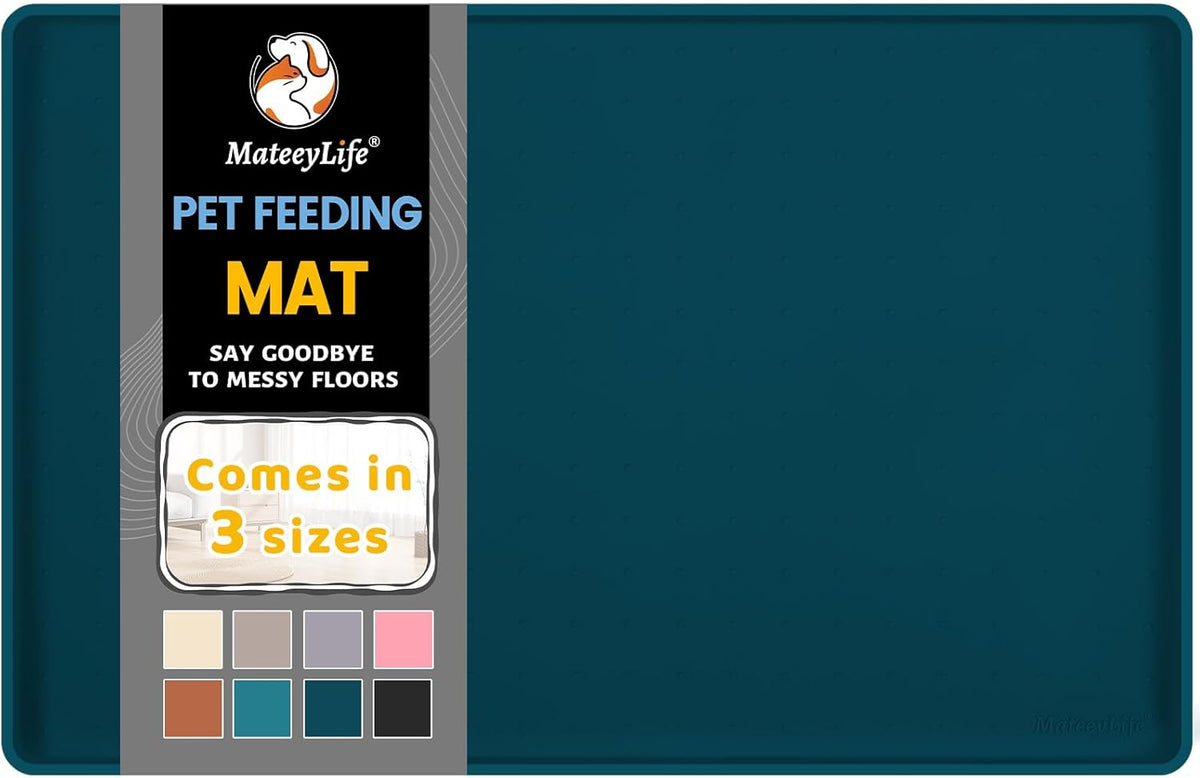 MateeyLife Silicone Cat & Dog Food Mat for Floors Waterproof, Anti-Slip Dog Bowl Mats for Food and