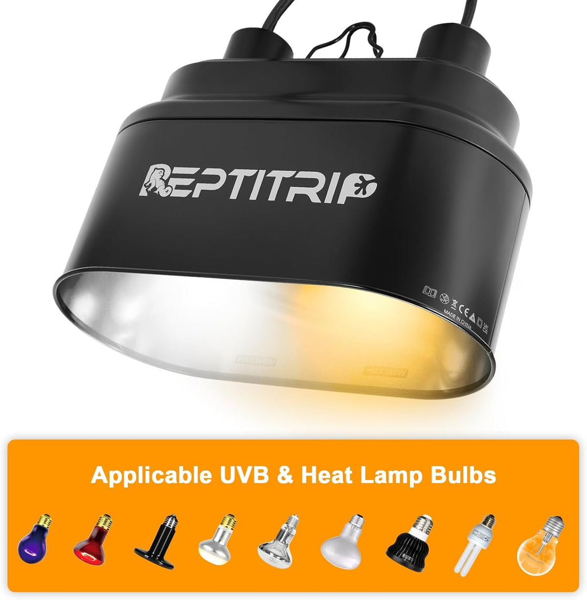 Dual Reptile Light Fixture with Switches, Reptile Heat Lamp Fixture, Reptiles Terrarium UVB Bulb