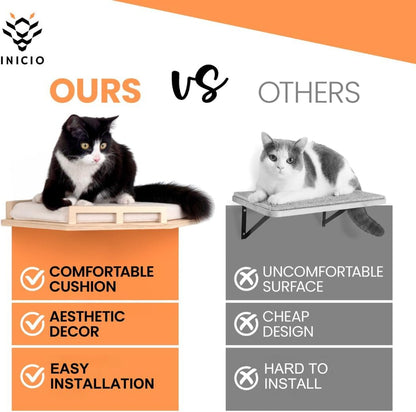 INICIO Cat Wall Shelves - Modern and Durable 3 Step Cat Furniture for Wall - Stylish Birch Floating