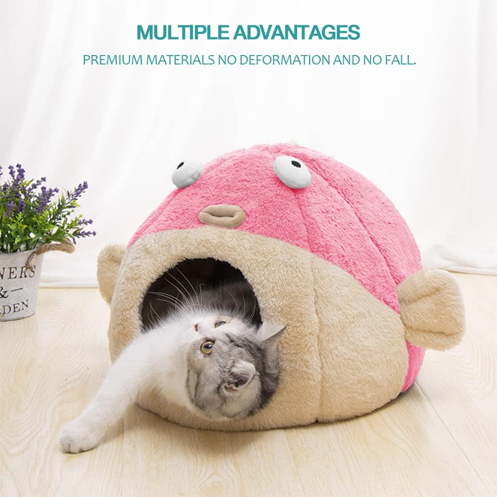 Cat Beds for Indoor Cats - Cat Bed Cave with Removable Washable Cushioned Pillow, Soft Plush