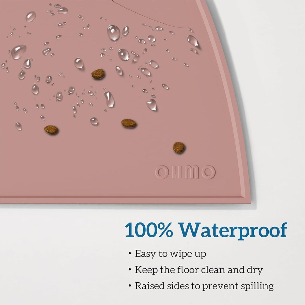 OHMO - Cat Food Mat, Silicone Pet Feeding Mat for Floor Non-Skid Waterproof Dog Water Bowl Tray