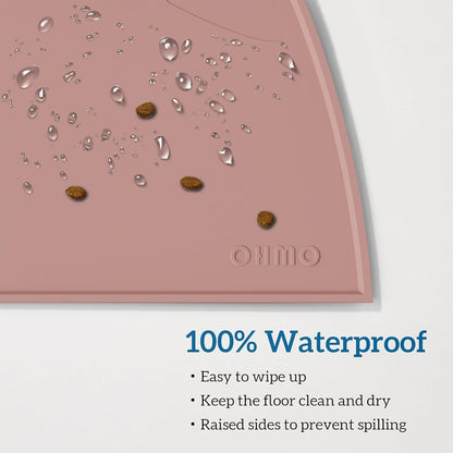 OHMO - Cat Food Mat, Silicone Pet Feeding Mat for Floor Non-Skid Waterproof Dog Water Bowl Tray