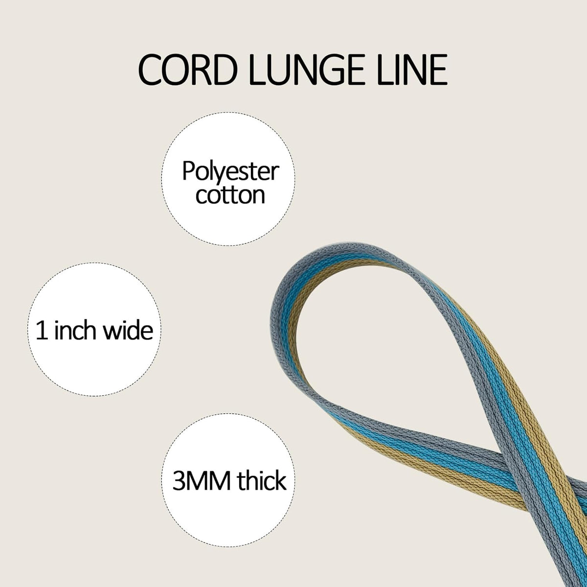 Lunge Line Polyester Cotton Lunge Line 25 Ft with EVA Stop Equine Lunge Line for Horses with Swivel