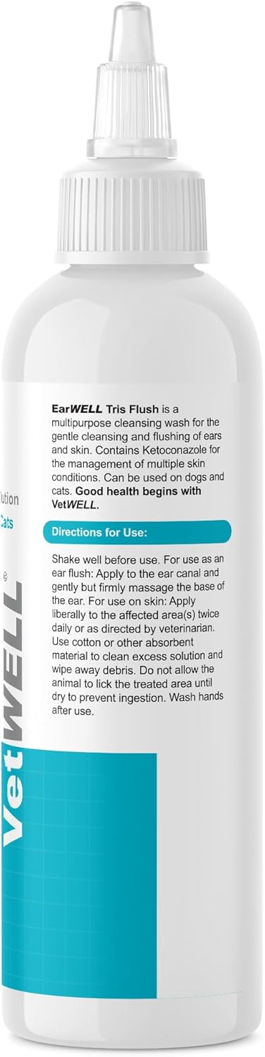 VetWELL Dog Ear Cleaner Solution & Infection Treatment for Dogs & Cats, Tris Otic Cleanser Drops