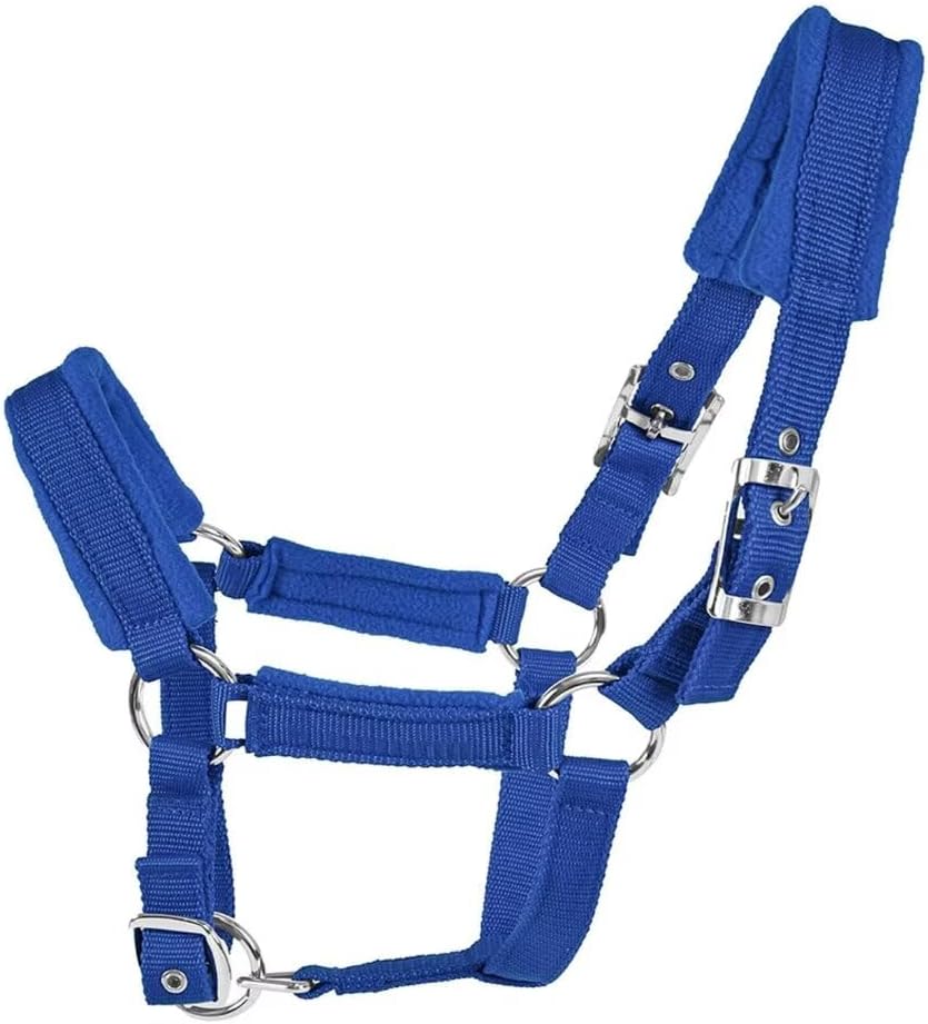 Horse Halter with Wool Lining, Adjustable Halter for Horses Satin Hardware to Prevent Friction