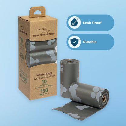 Best Pet Supplies Dog Poop Bags (150 Bags) for Waste Refuse Cleanup, Doggy Roll Replacements for