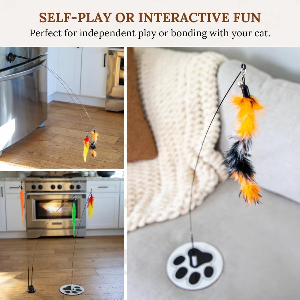 Suction Cup Cat Toys for Indoor Cats Interactive Suction Cup Cat Wand Toy Feather Teaser for Indoor