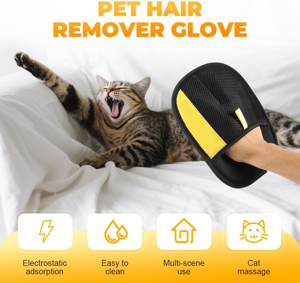 Pet Hair Removal Glove for Cats & Dogs, 2025 New Pet Hair Remover Electrostatic Gloves Pet Hair