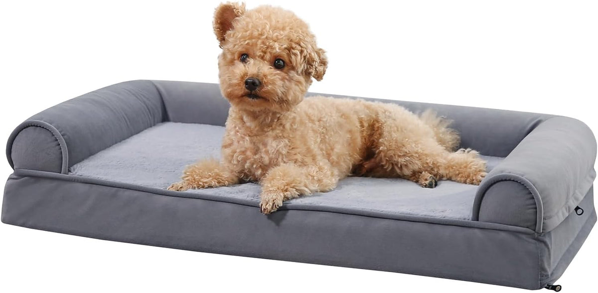 Amazon Basics Living Room Couch Dog Bed with Premium Foam, Pressure-Relief Support for Dogs up to