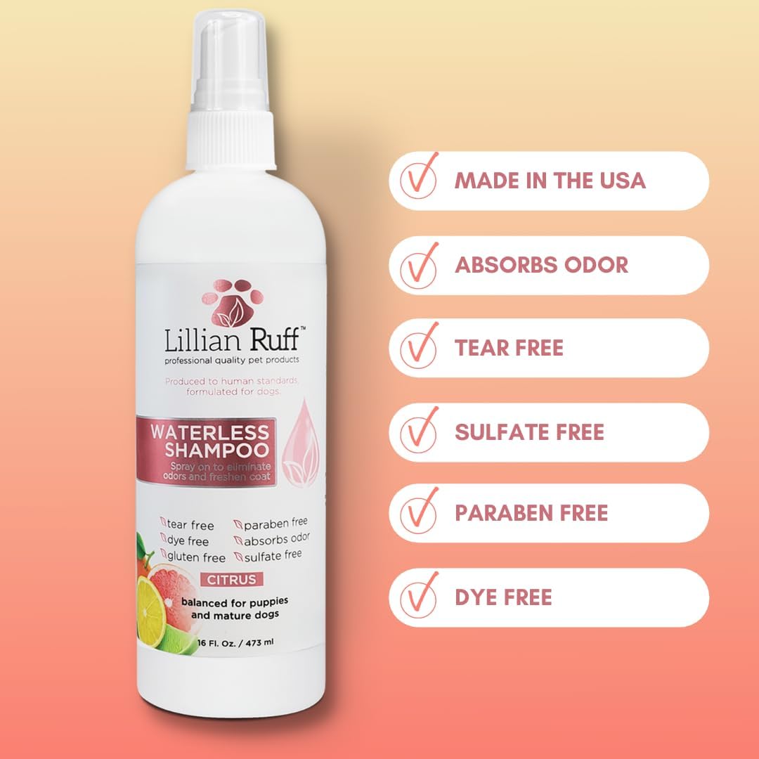 Lillian Ruff Starter Pack Gift Set for Dogs | Oatmeal Shampoo, Oatmeal Conditioner, Waterless