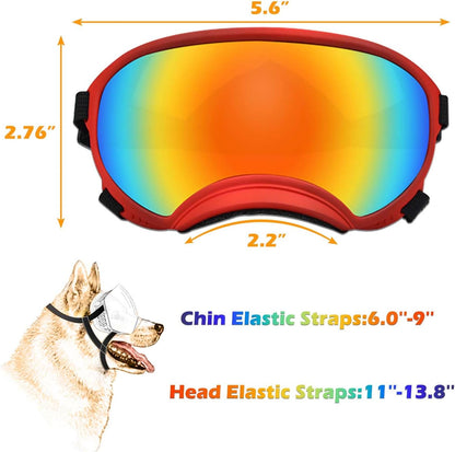 Medium Dog Sunglasses with Adjustable Strap UV Protection, Winproof Dog Puppy Sunglasses, Suitable