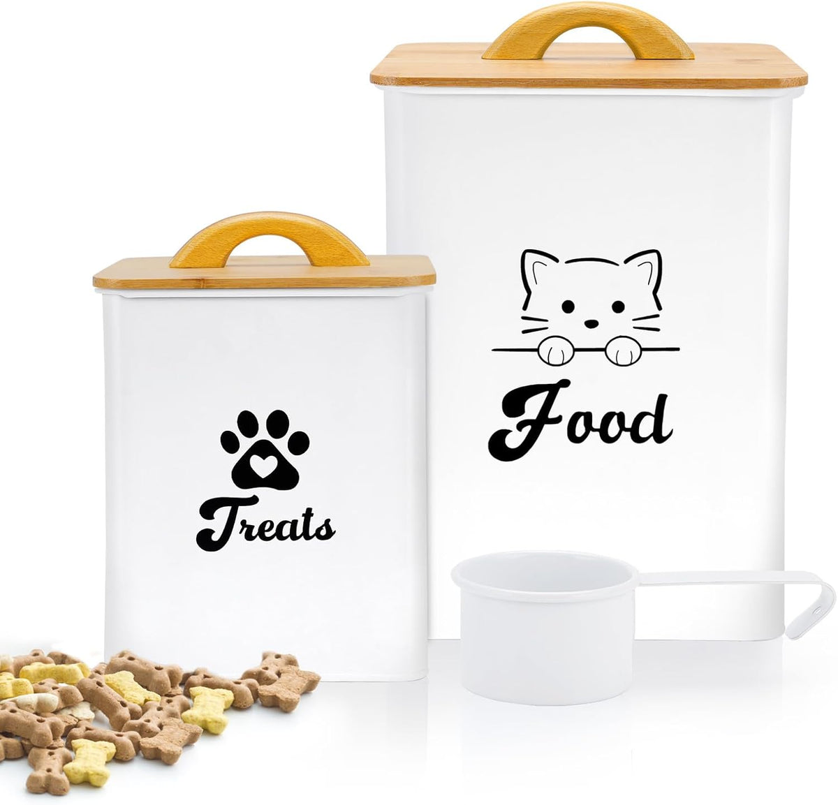 Cat Food Storage Container with Scoop, 2PCS Cat Food Storage Container with Lids Airtight, Cat