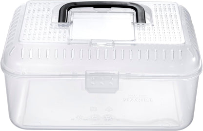 MyGift 9.5 x 6 Inch Clear Portable Insect Reptile Terrarium Tank with Black Carrying Handle