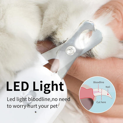 PAKEWAY Pet Nail Clipper with LED & -U-V Light, Cat Claw Trimmer with Ultra Bright LED Light for