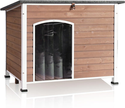 GUTINNEEN Dog House Outdoor Weatherproof with Anti-bite Metal Frame Large Indoor Wooden Dog Kennel