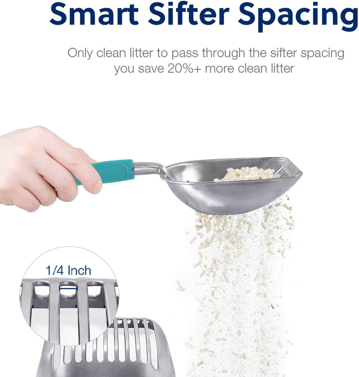 WePet Cat Litter Scoop, Aluminum Alloy Sifter, Kitty Metal Scooper, Deep Shovel, Long Handle, Poop