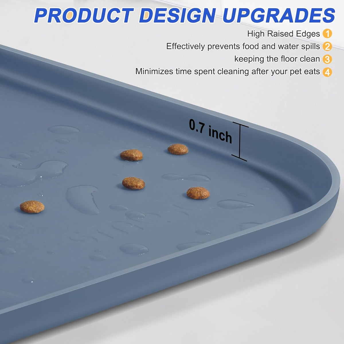 Silicone Pet Feeding Mat with Raised Edge for Food and Water, Dog Bowl Mats, Cat Bowls Placemat