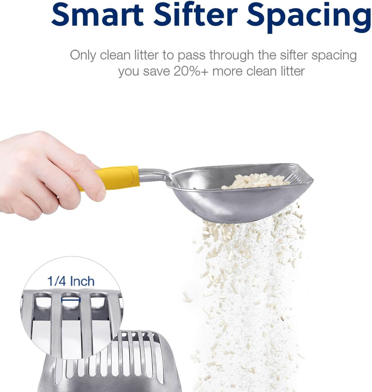 WePet Cat Litter Scoop, Aluminum Alloy Sifter, Kitty Metal Scooper, Deep Shovel, Long Handle, Poop