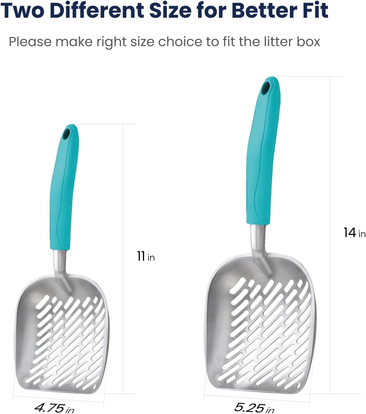 WePet Cat Litter Scoop, Aluminum Alloy Sifter, Kitty Metal Scooper, Deep Shovel with Diagonal