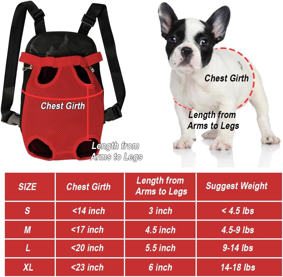 FEimaX Dog Carrier Backpack Pet Legs Out Front Cat Travel Bag, Adjustable Puppy Backpacks Carriers