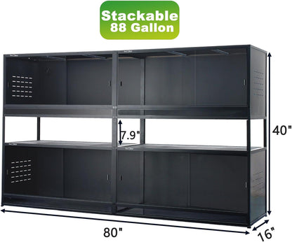 Reptile Tank 4 Packs, 40"x16"x16" Stackable Space Efficient Reptile Enclosure for Bearded Dragon