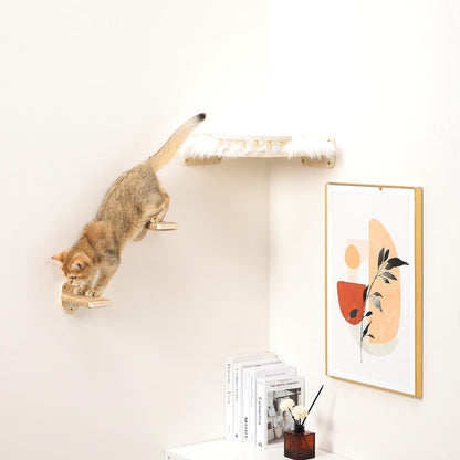 3 Pcs Cat Wall Steps, Cat Shelves and Perches for Wall, Wall-Mounted Cat Climbing Shelf with Hemp