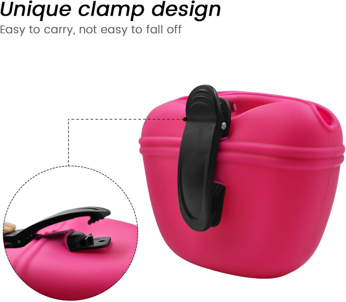 AUDWUD Silicone Dog Treat Pouch,Clip on Portable Training Container,Convenient Magnetic Buckle