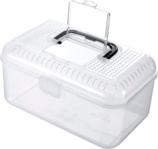MyGift 9.5 x 6 Inch Clear Portable Insect Reptile Terrarium Tank with Black Carrying Handle