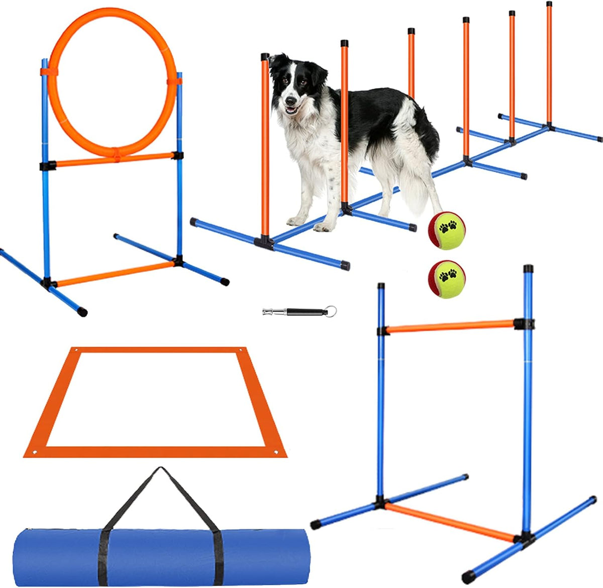 Dog Agility Training Equipment, 72-Piece Obstacle Course Training Starter Kit Indoor Outdoor Game