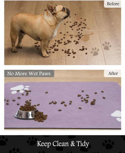 Pet Feeding Mat-Absorbent Dog Mat for Food and Water Bowl-No Stains Quick Dry Water Dispenser