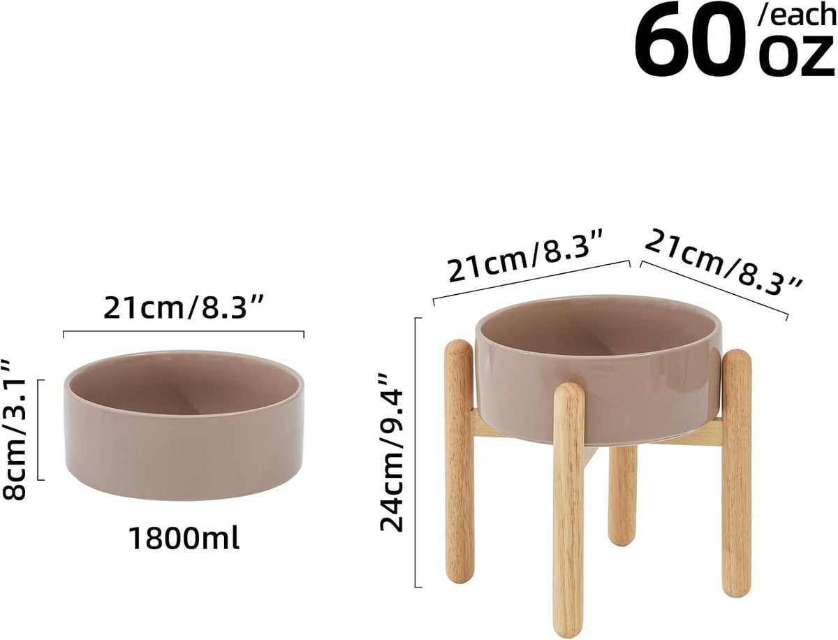 Ceramic 8.2inch Raised Dog Bowl with Stand for Large - Breed Dogs, Pet Food and Water Feeder(Single