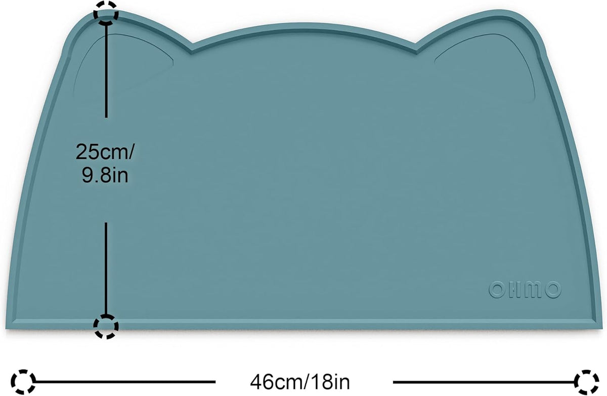 OHMO - Cat Food Mat, Silicone Pet Feeding Mat for Floor Non-Skid Waterproof Dog Water Bowl Tray