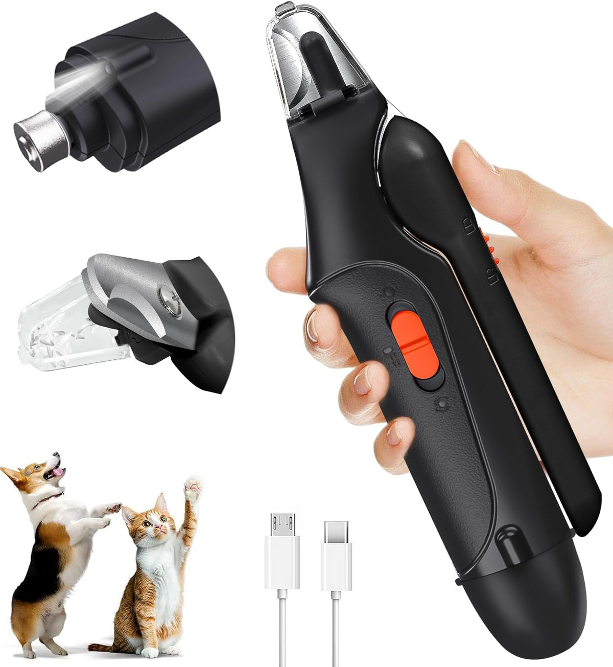 Dog Nail Clippers & Cat Nail Clipper With Catcher, 2 In 1 Dog Nail Trimmers & Grinder With Light