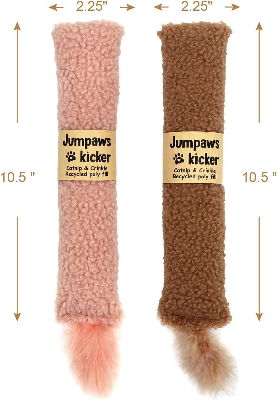 2 Pack Natural Interactive Catnip & Silvervine Cat Kicker with Tail, Bite Resistant Chew Toy