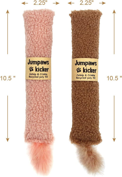 2 Pack Natural Interactive Catnip & Silvervine Cat Kicker with Tail, Bite Resistant Chew Toy